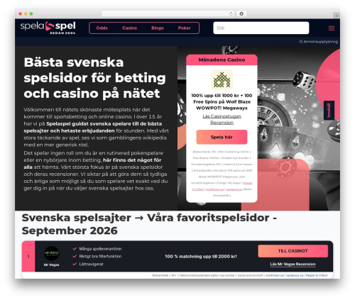 Vegashero WordPress plugin - spelaspel.se