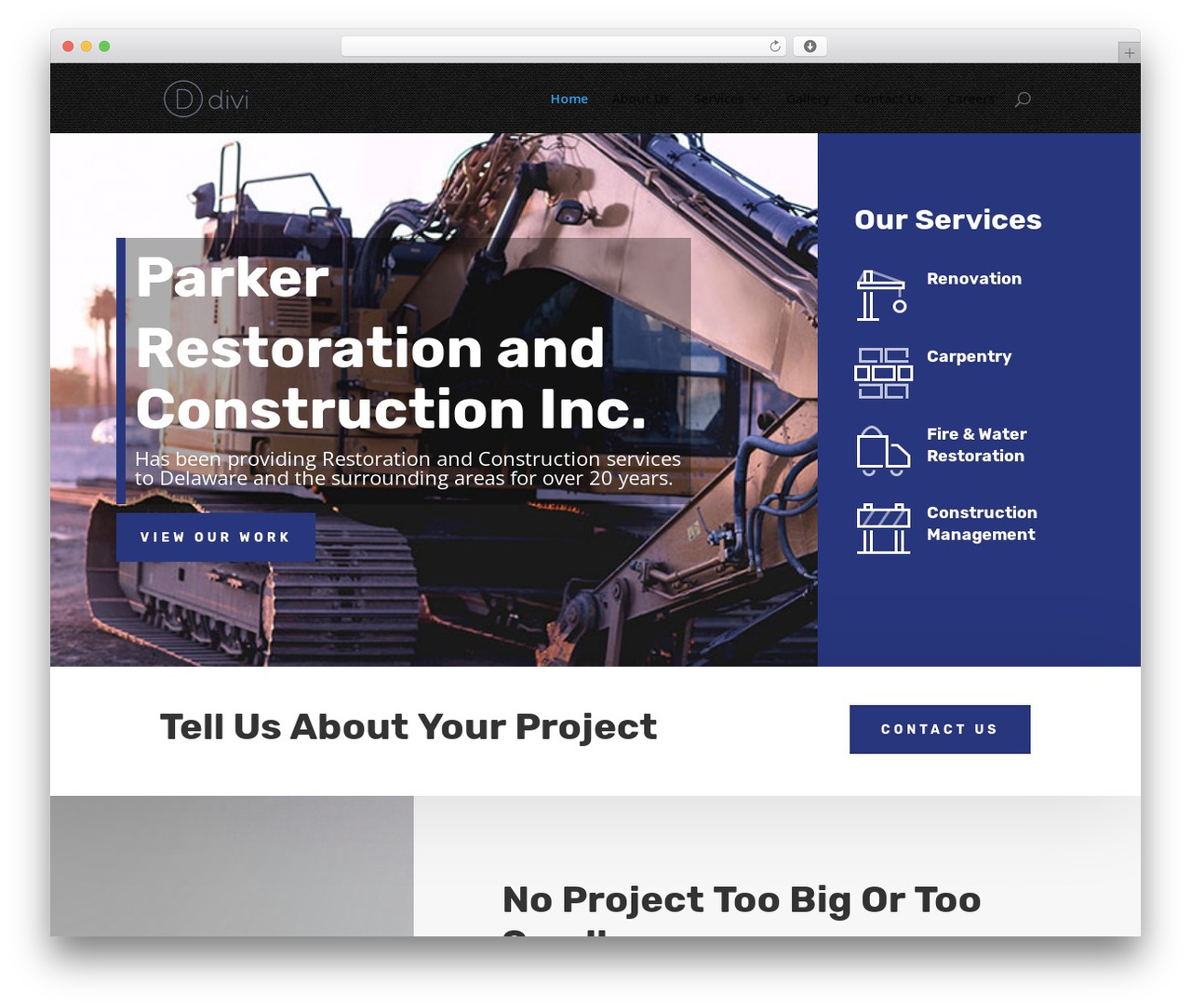 Divi WordPress theme - mlparkerconst.com