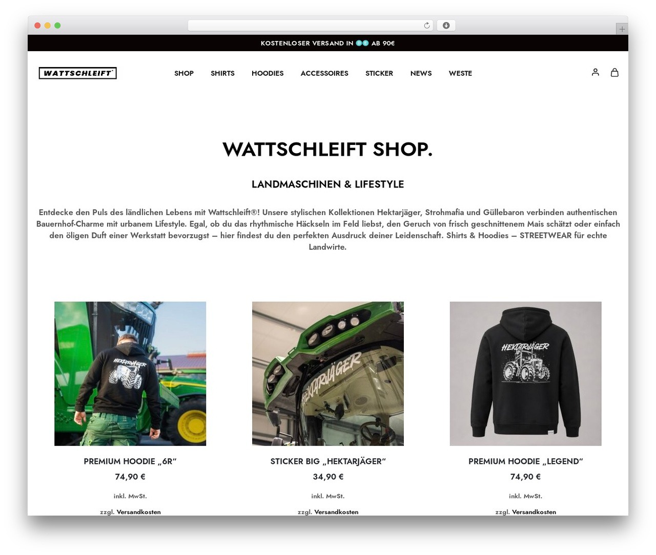 Razzi WordPress store theme - wattschleift.de