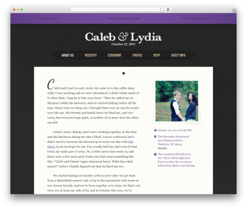 Caleb & Lydia WordPress theme - calebandlydia.com