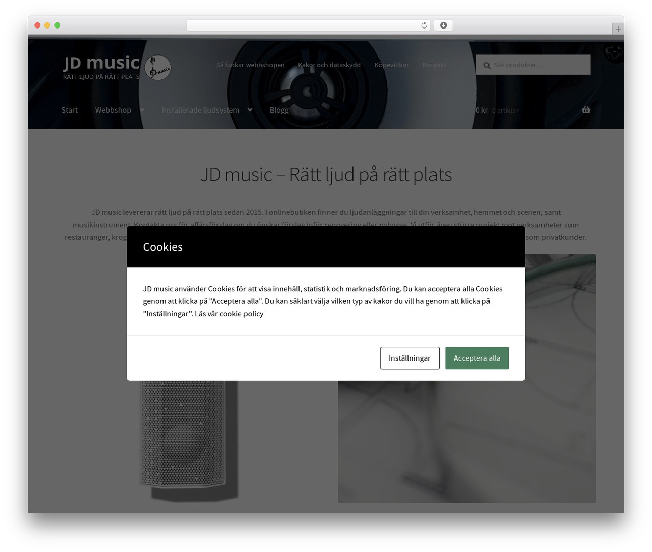 Storefront WordPress theme - jdmusic.se