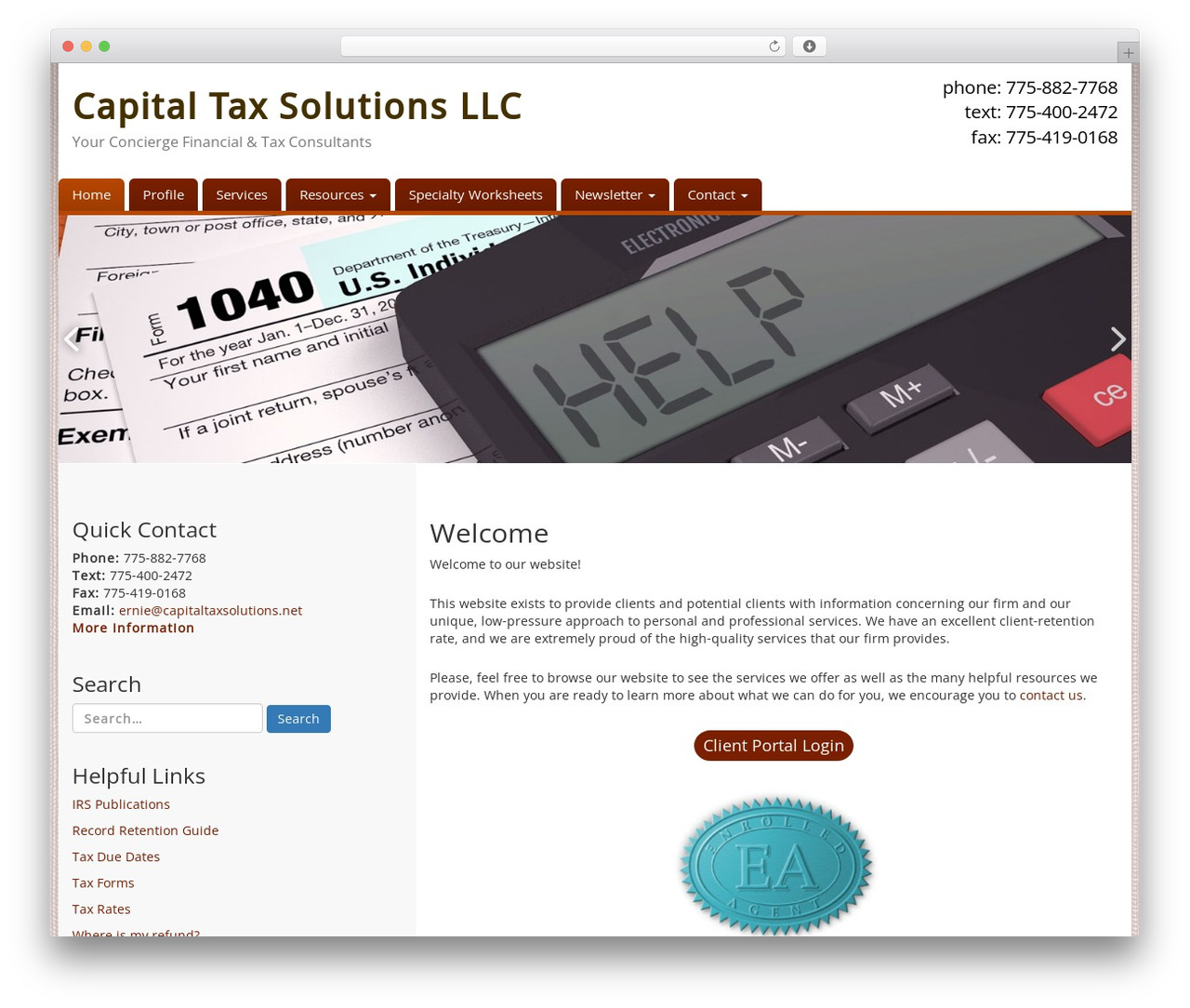 Customized WordPress theme - capitaltaxsolutions.net