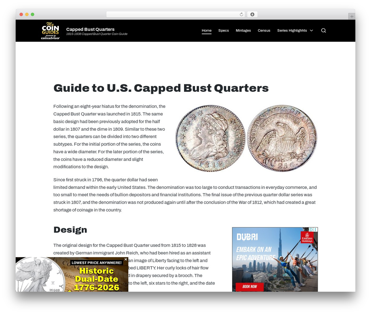 Sinatra WordPress theme - cappedbustquarter.com