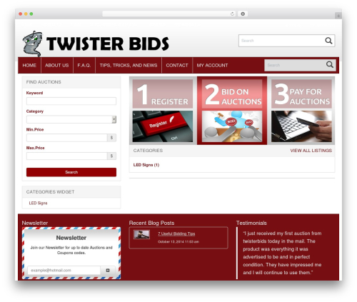 Theme WordPress Responsive Auction Theme - twisterbids.com