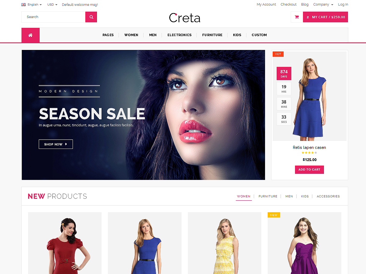 WordPress theme Creta by MagikCommerce