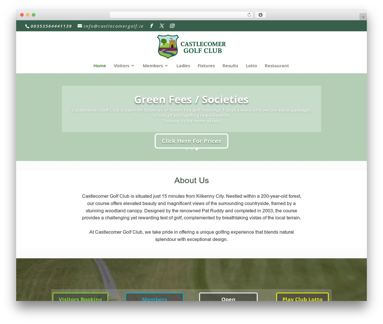 Divi theme WordPress - castlecomergolf.ie