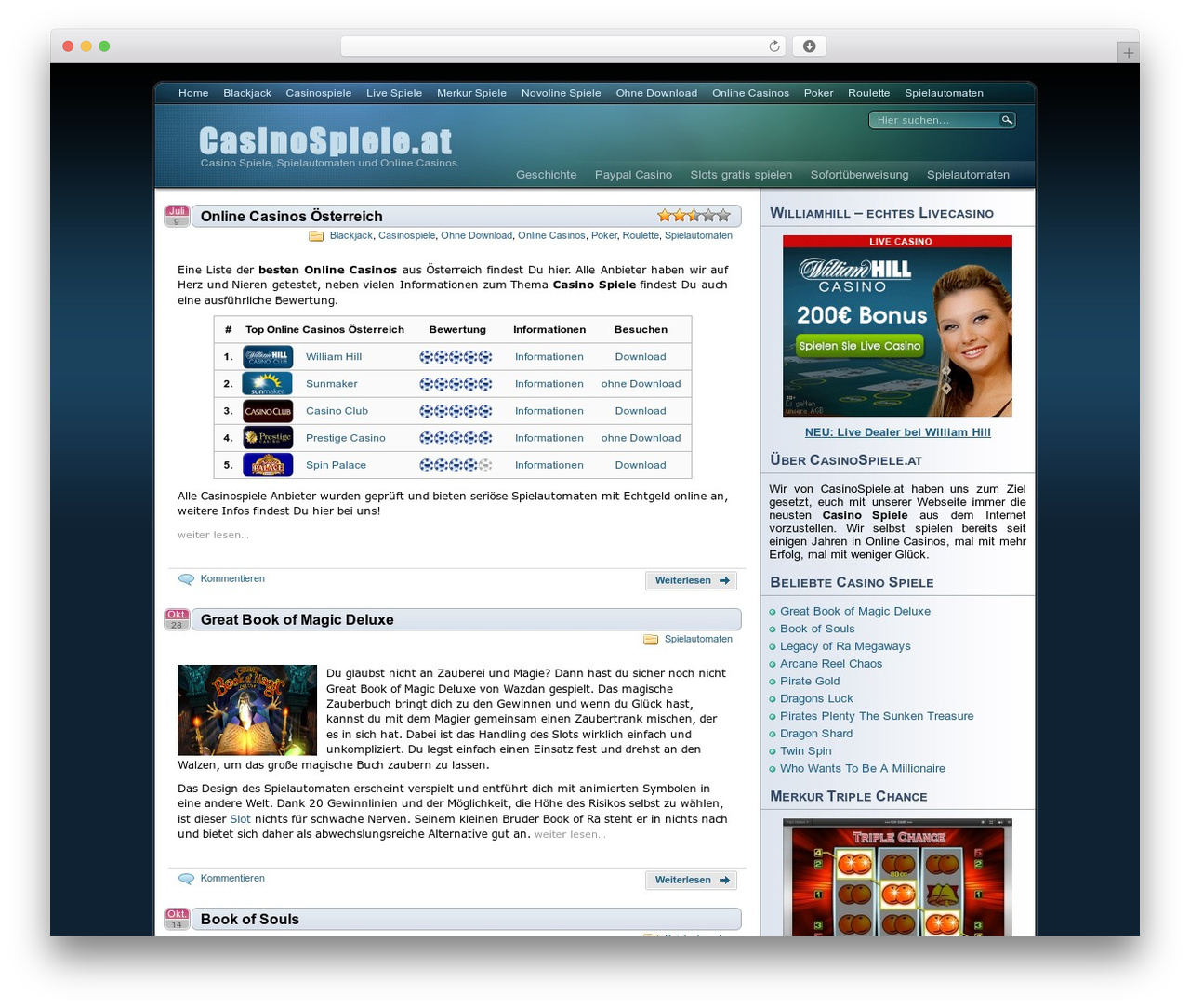 Eos WordPress theme design - casinospiele.at