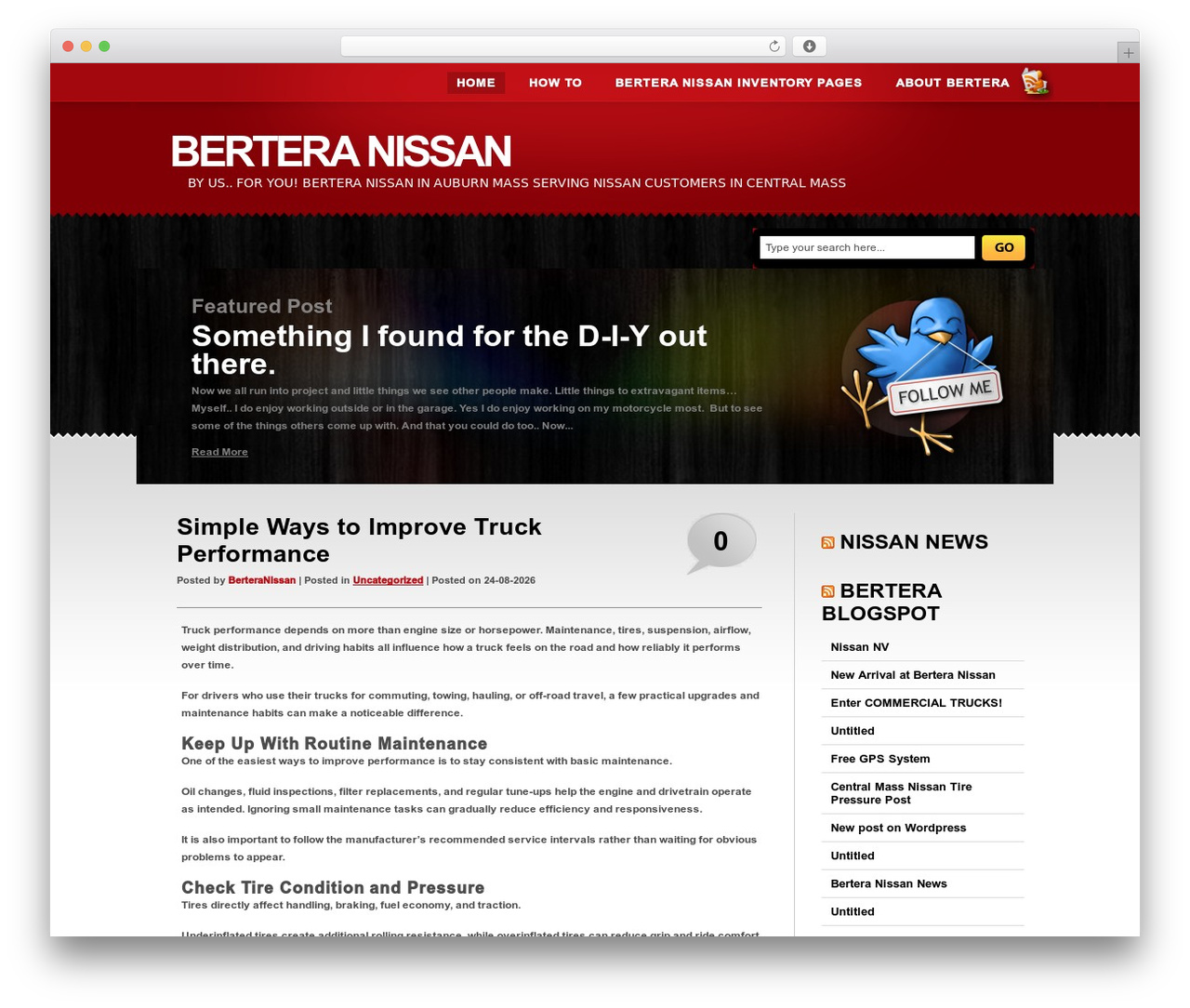 RedTime WordPress theme - centralmassnissan.com