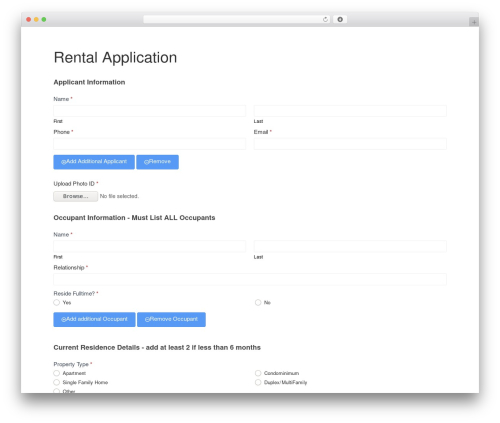 Formidable signature WordPress plugin - myhsrentals.com