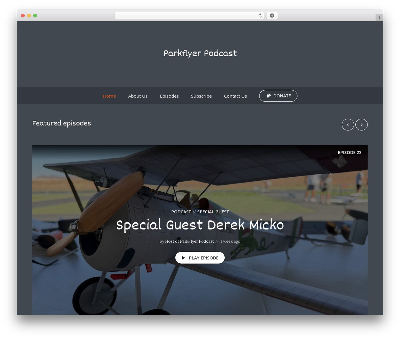 Megaphone WordPress theme - parkflyerpodcast.com