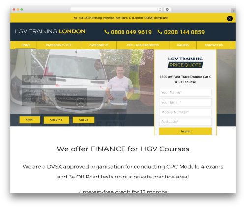 DrivingSchool WordPress theme design - lgvtraininglondon.co.uk
