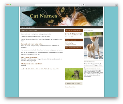 Kittycat theme WordPress - cat-names.co.uk