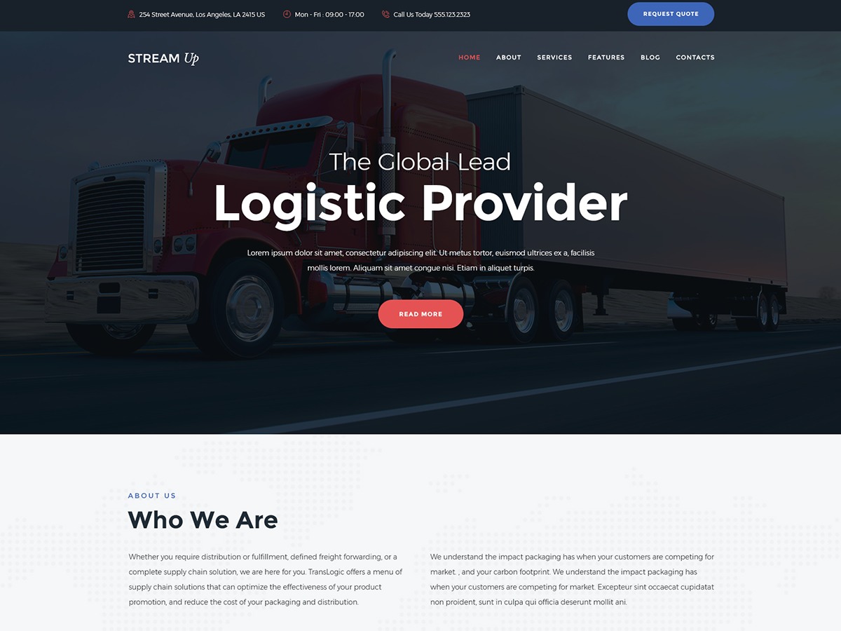 Leading logistic. Шаблоны для сайта грузоперевозок.