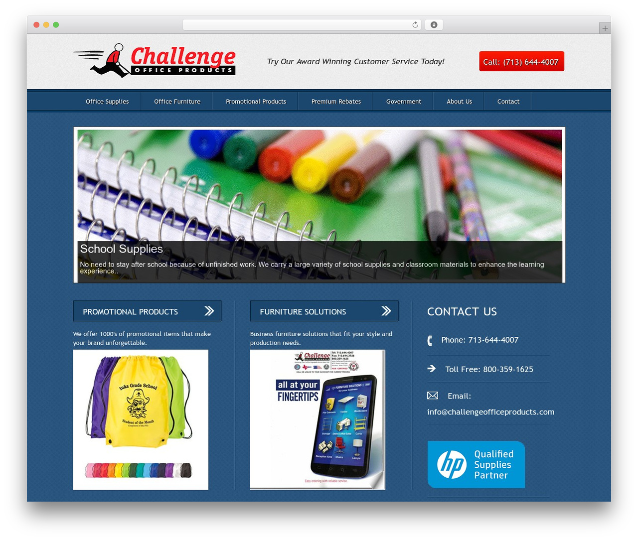 Challenge WordPress theme - challengeofficeproducts.com