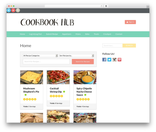 Basil WordPress website theme - cookbookhub.com