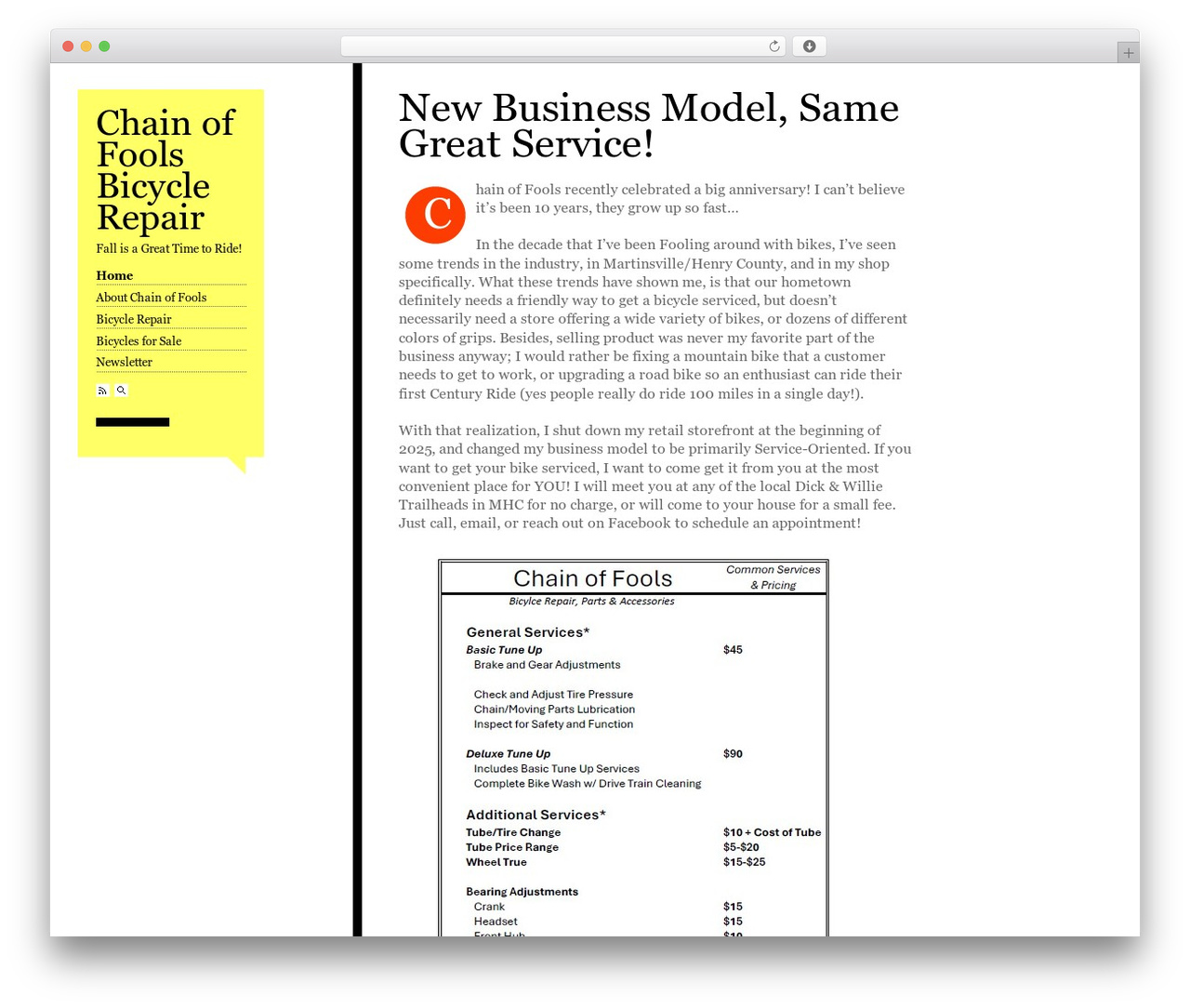 Esquire premium WordPress theme - chainoffoolsbicycles.com