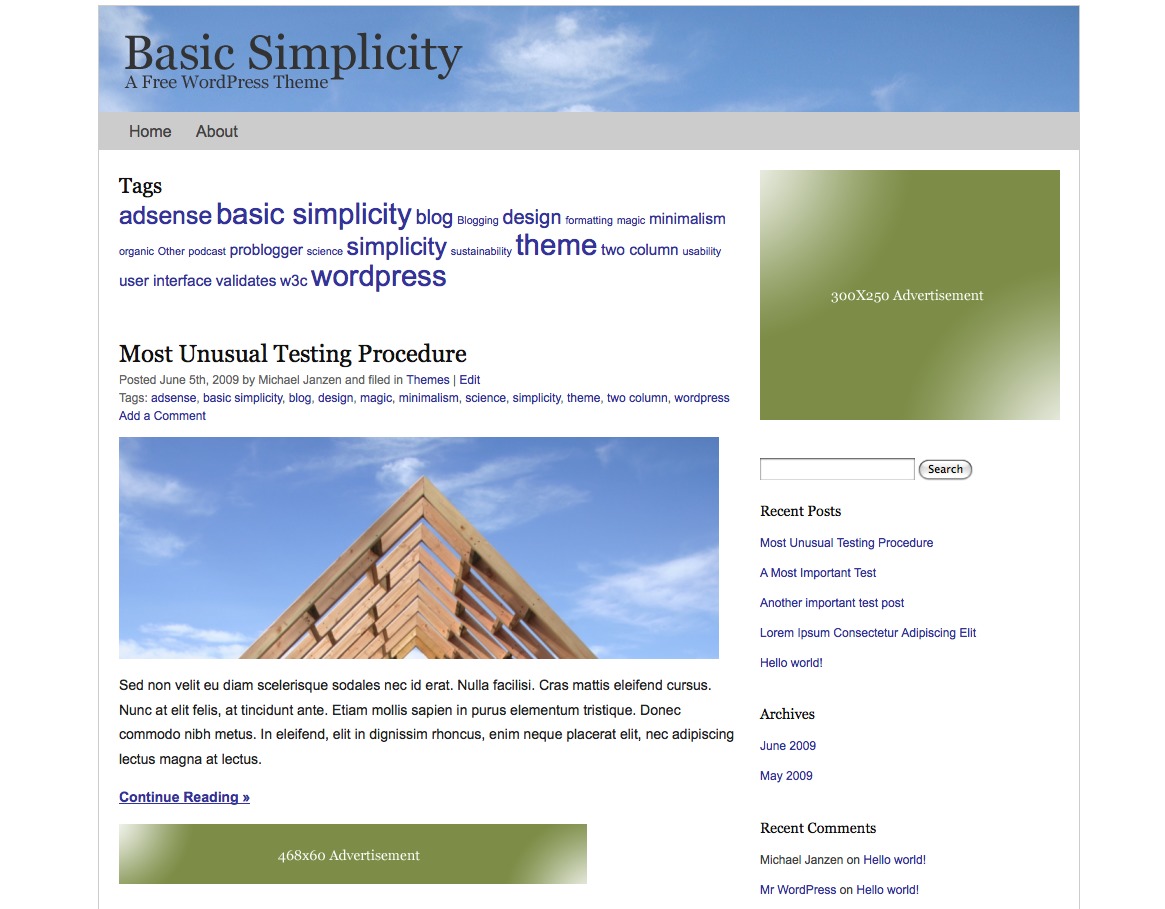 Theme WordPress Basic Simplicity by Michael Janzen