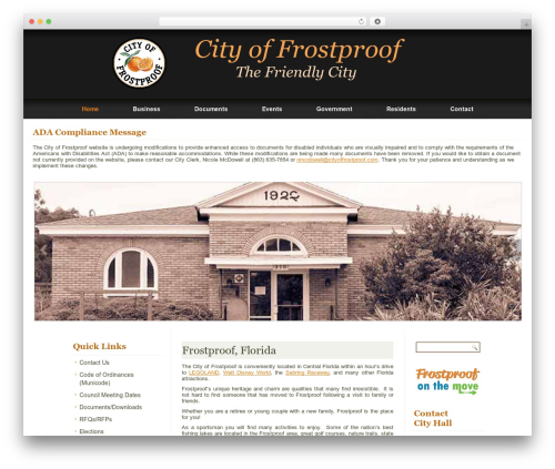 Best WordPress template frostproof2014 - cityoffrostproof.com