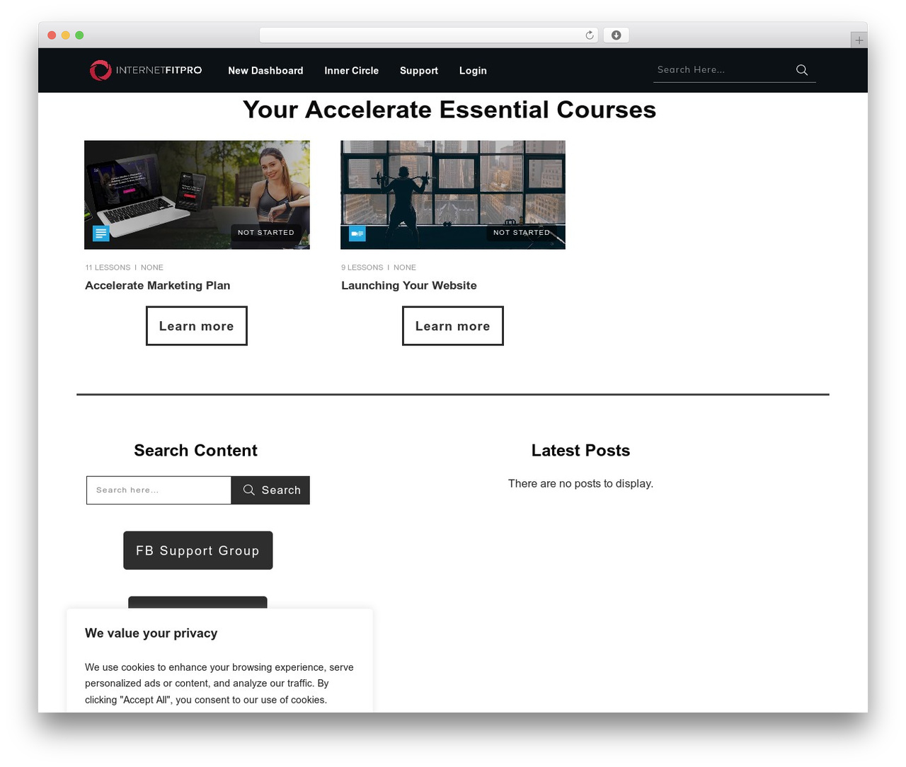 WordPress website theme Thrive Theme Builder - innercircle.internetfitpro.com