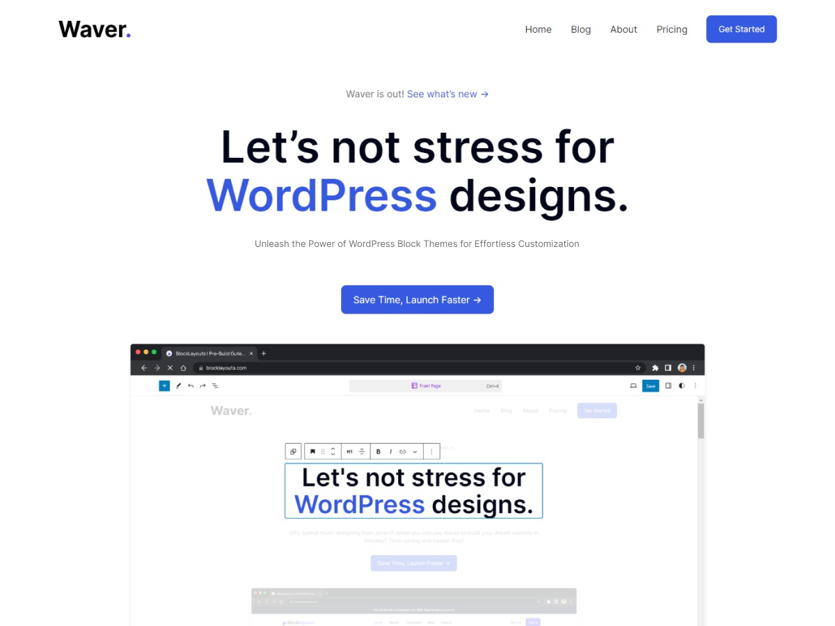 Waver theme WordPress portfolio