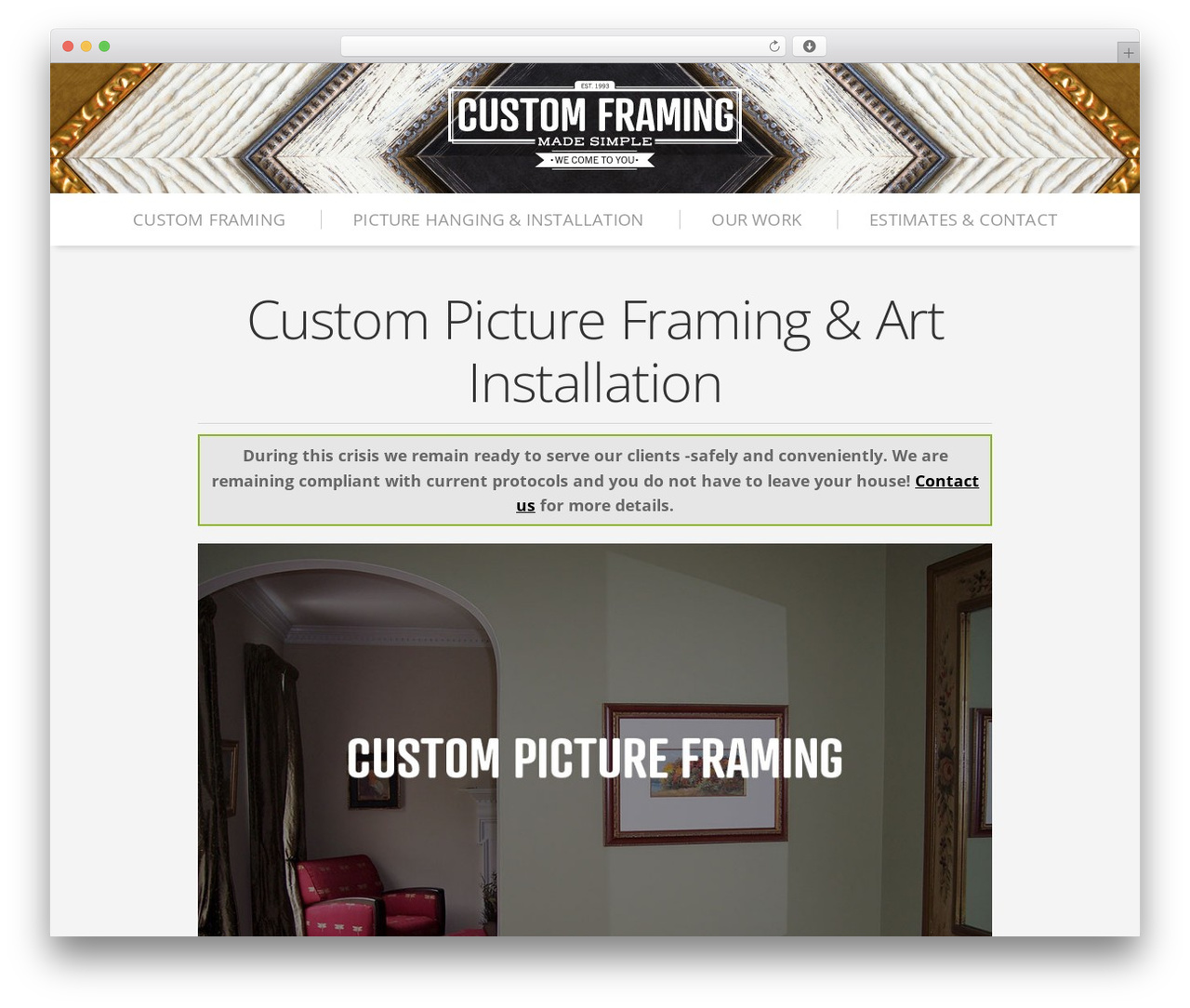 WordPress theme Profile - customframingmadesimple.com