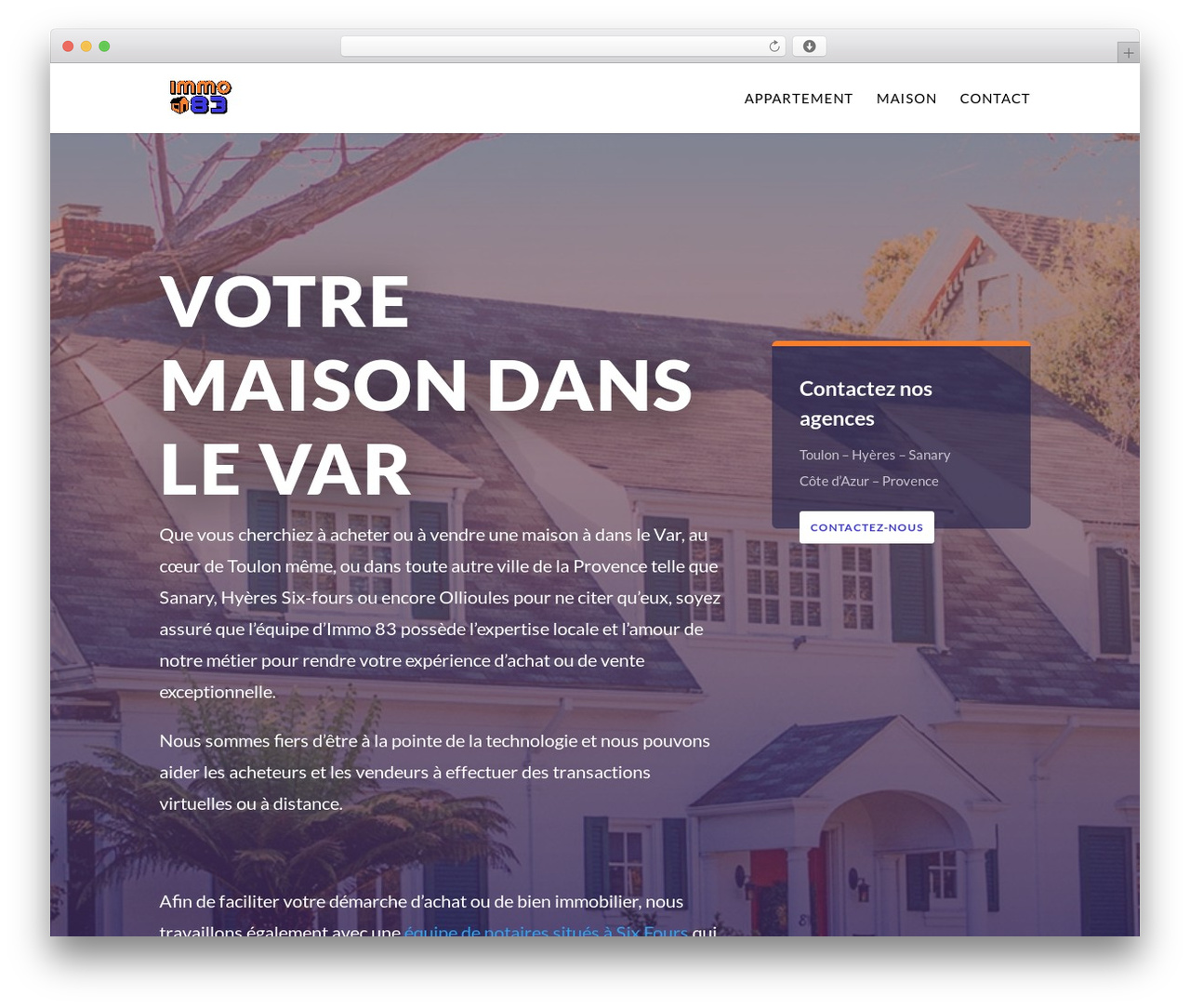 WordPress theme Divi - sefac-immo.com