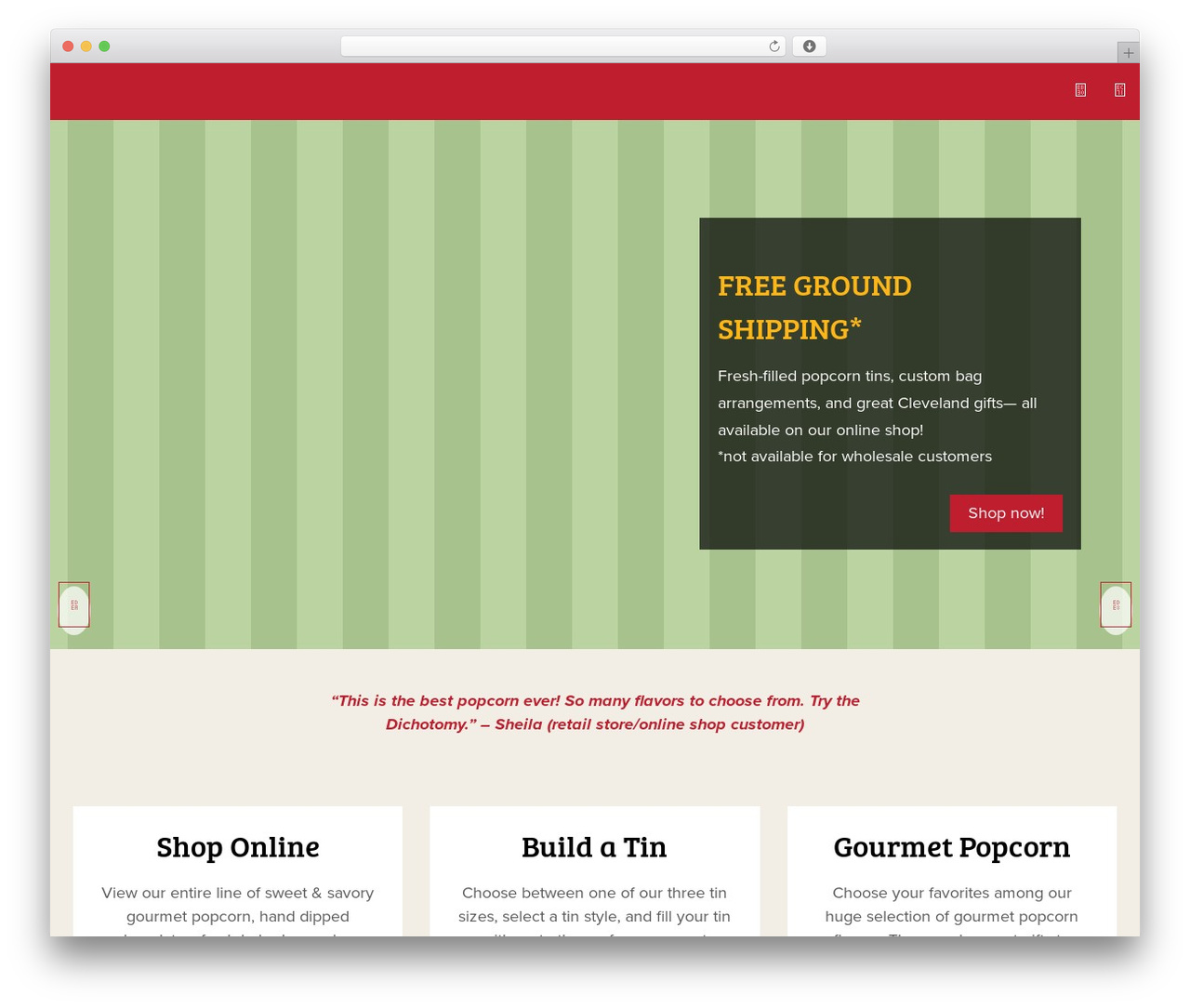 Arca WordPress theme - campbellssweets.com