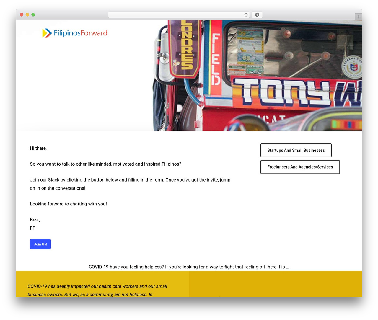 Salient WordPress theme - filipinosforward.com