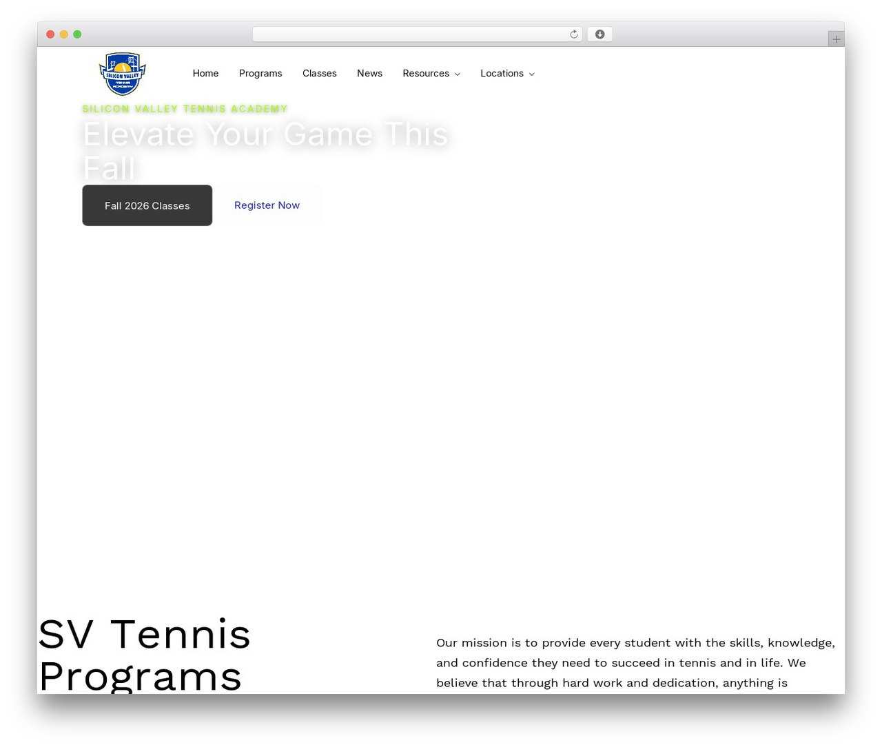 Vive WordPress theme - siliconvalleytennis.com