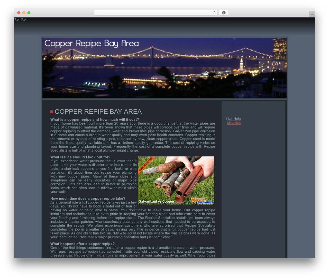 copperrepipebayarea WordPress theme - copperrepipebayarea.com
