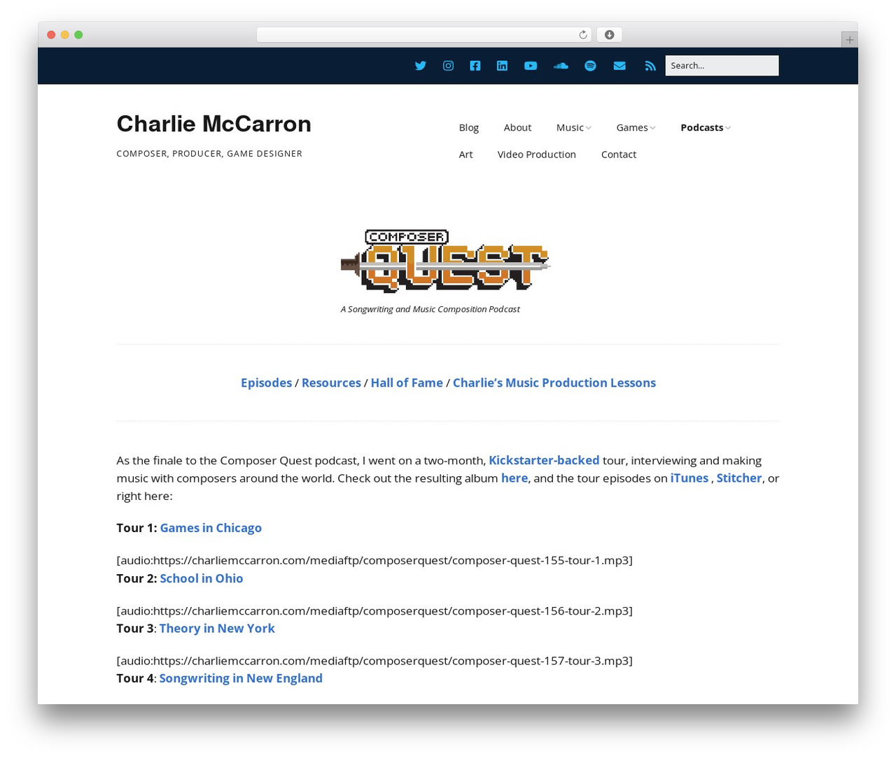 Make free WordPress theme - charliemccarron.com/composer-quest