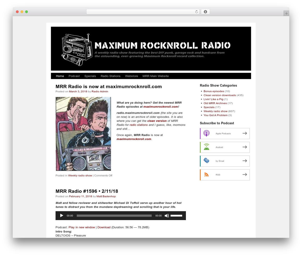Theme WordPress Maximum - radio.maximumrocknroll.com