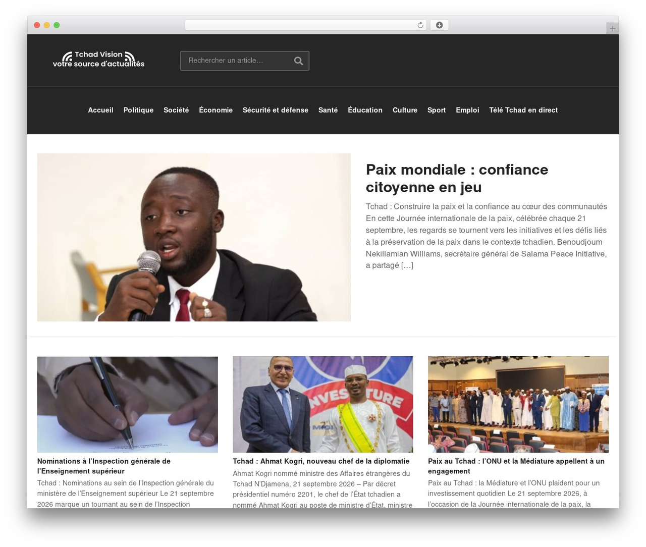 Tchad Vision theme WordPress - tchadvision.com