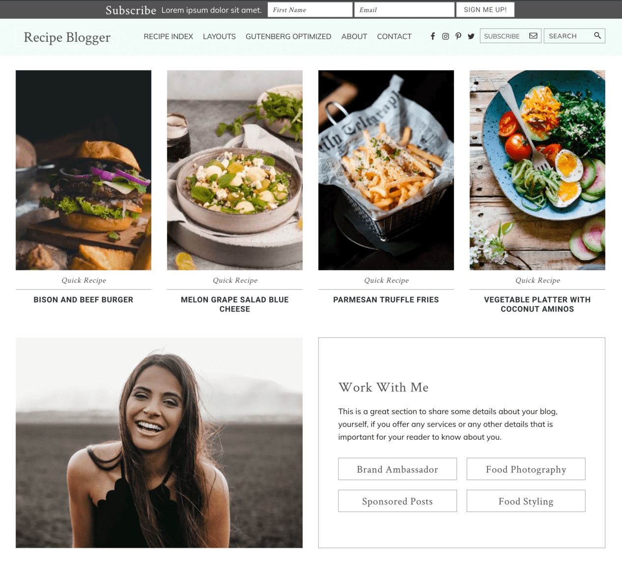 Recipe Blogger WordPress blog theme Recipe Blogger WordPress blog theme