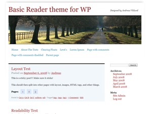 Basic Reader WordPress blog theme by Andreas Viklund