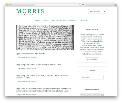 Pretty Chic WordPress theme - morrisgenealogy.com
