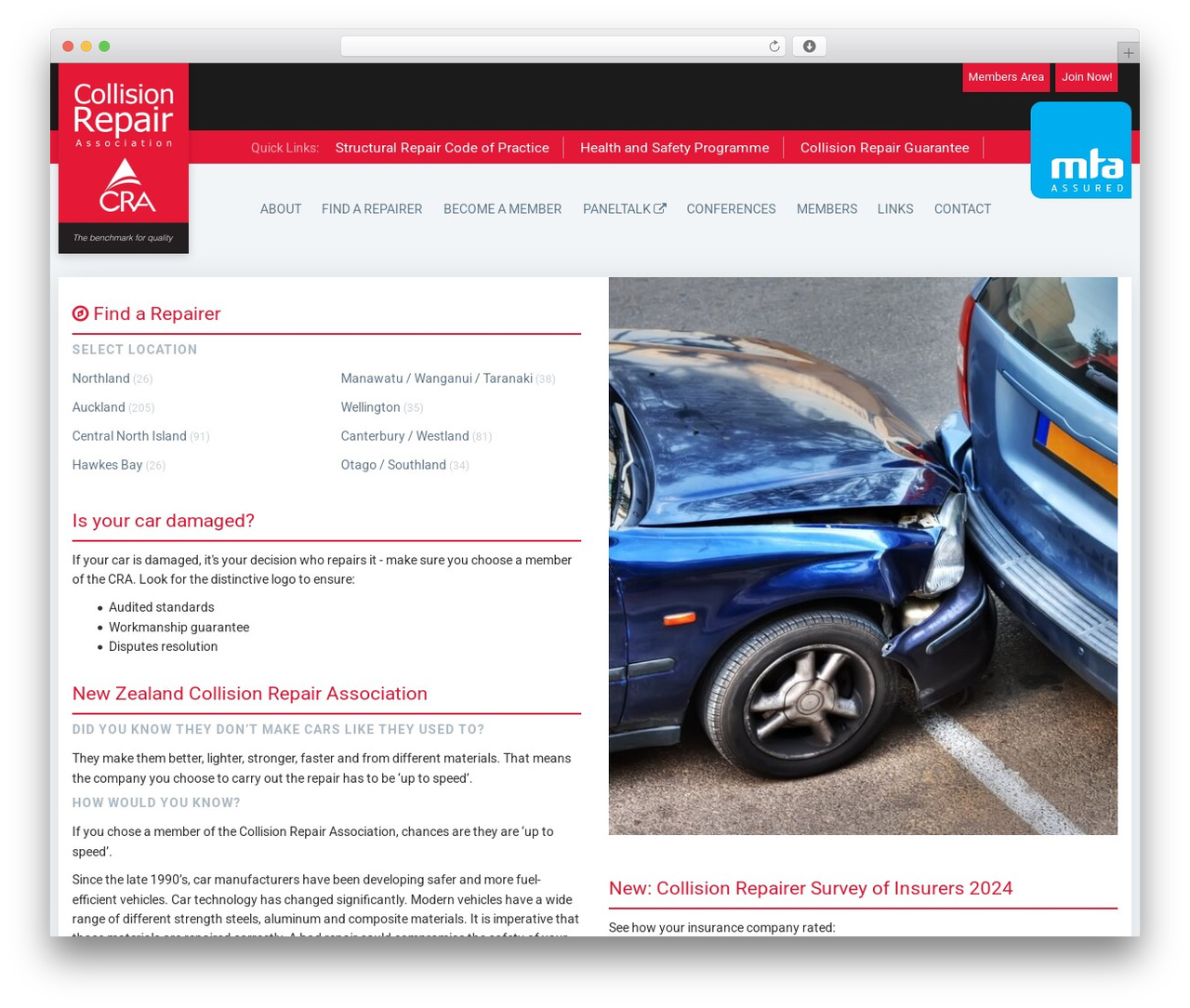 CRA theme WordPress - collisionrepair.co.nz
