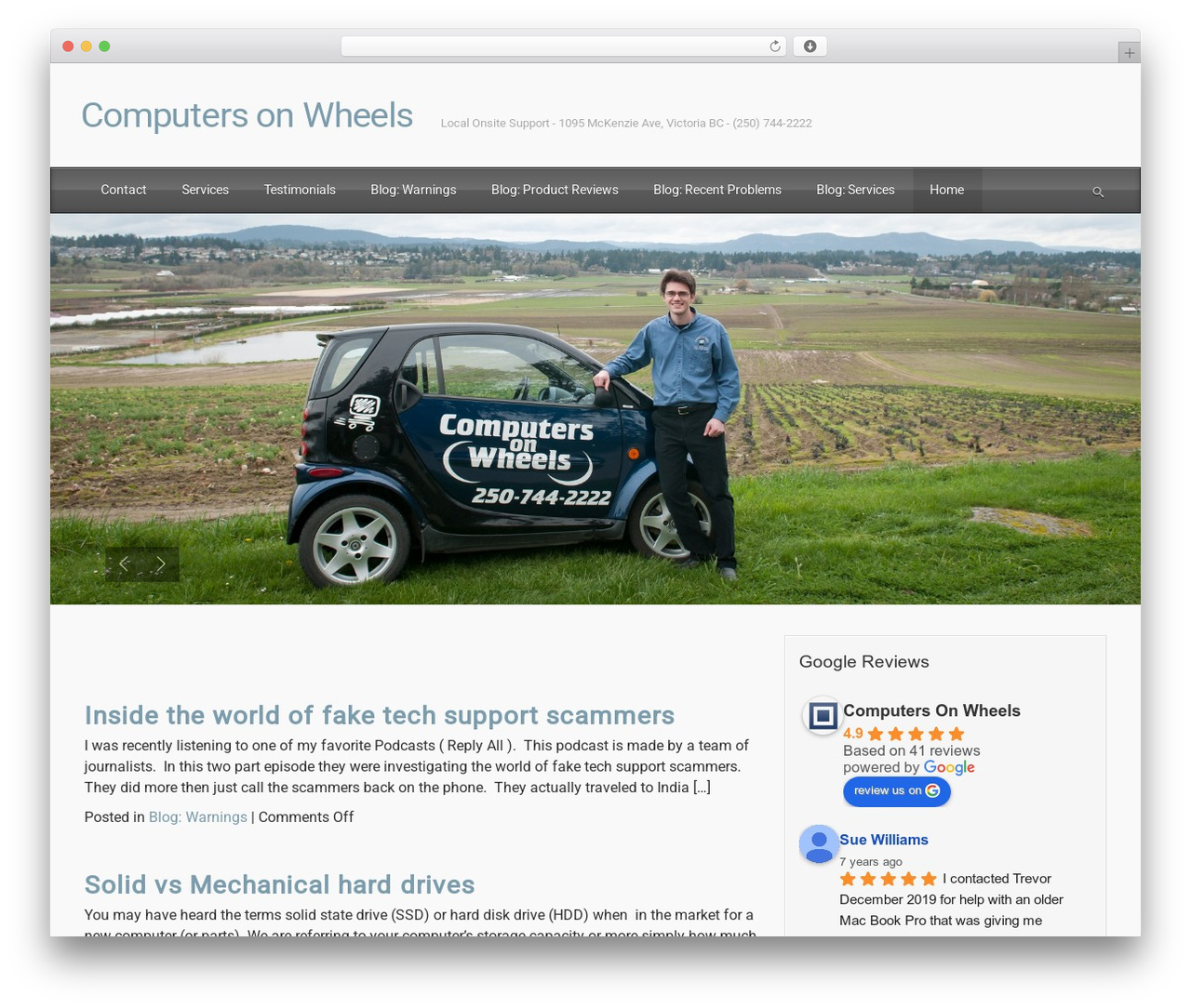 evolve WordPress theme - computersonwheels.com