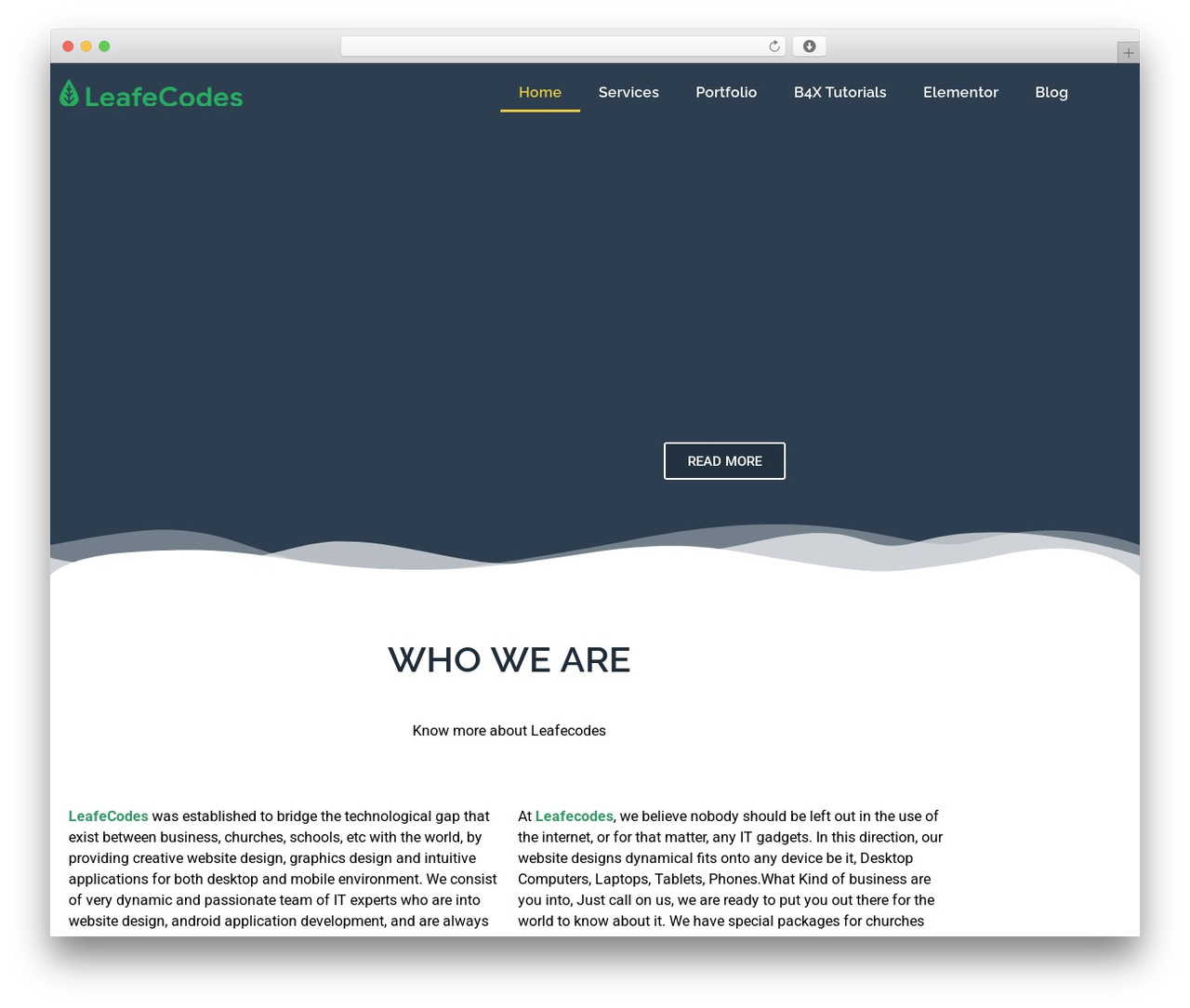 Hello Elementor WordPress theme - leafecodes.com