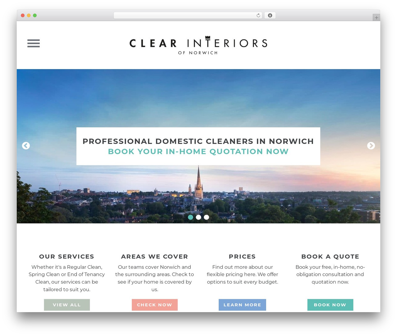 Clear Interiors WordPress theme design - clearinteriors.co.uk