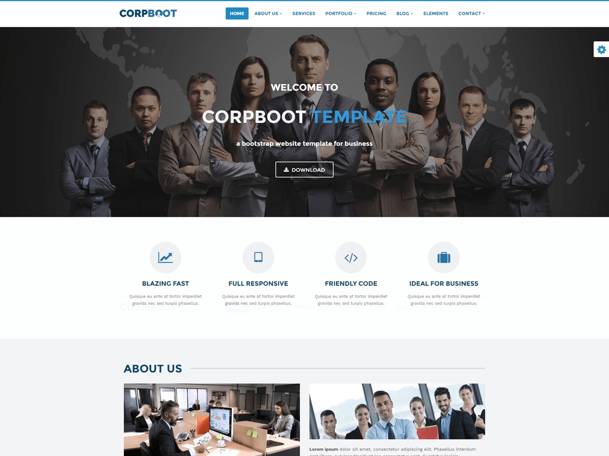 Corpboot WordPress theme by QodeArena