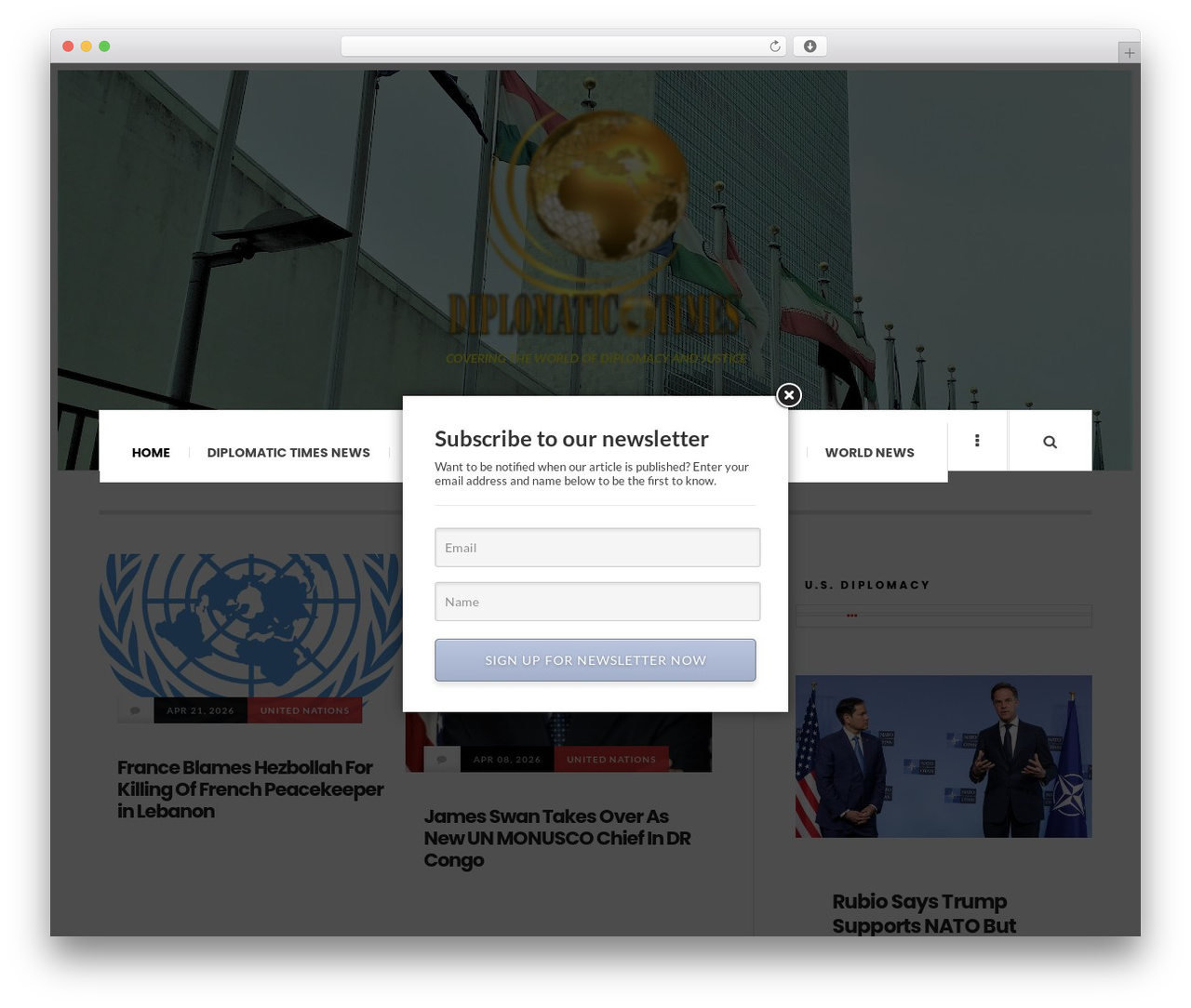 JustWrite premium WordPress theme - diplomatictimes.net