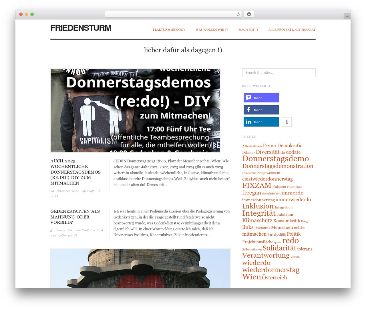 Origin WordPress theme - friedensturm.hoog.at