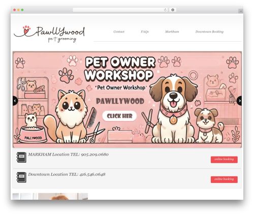cherry top WordPress theme - pawllywoodpetgroom.com
