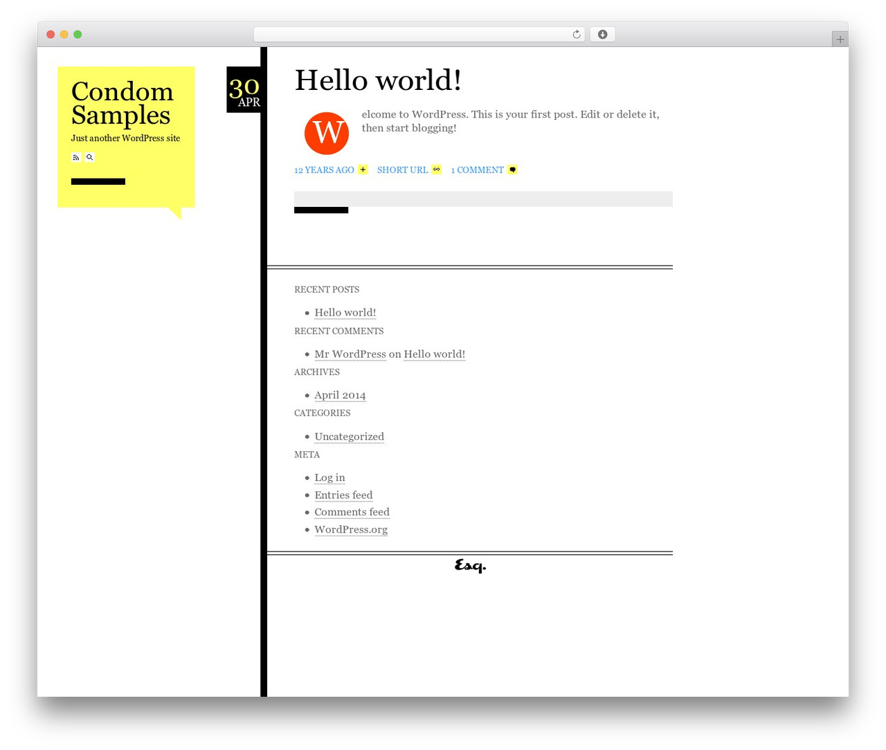 WordPress theme Esquire - condomsamples.com