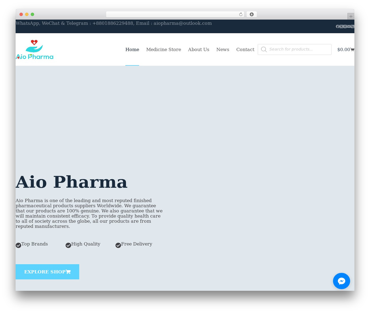 Blocksy theme WordPress - aiopharma.com