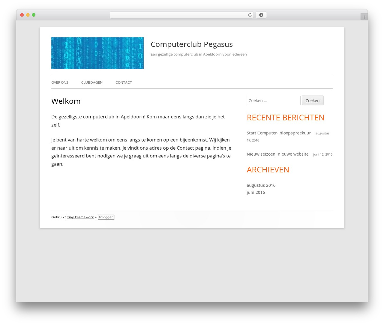 WordPress theme Tiny Framework - computerclubpegasus.nl