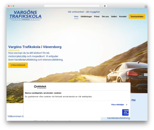 WordPress website theme CMS cmsvrx system - vargonstrafikskola.se