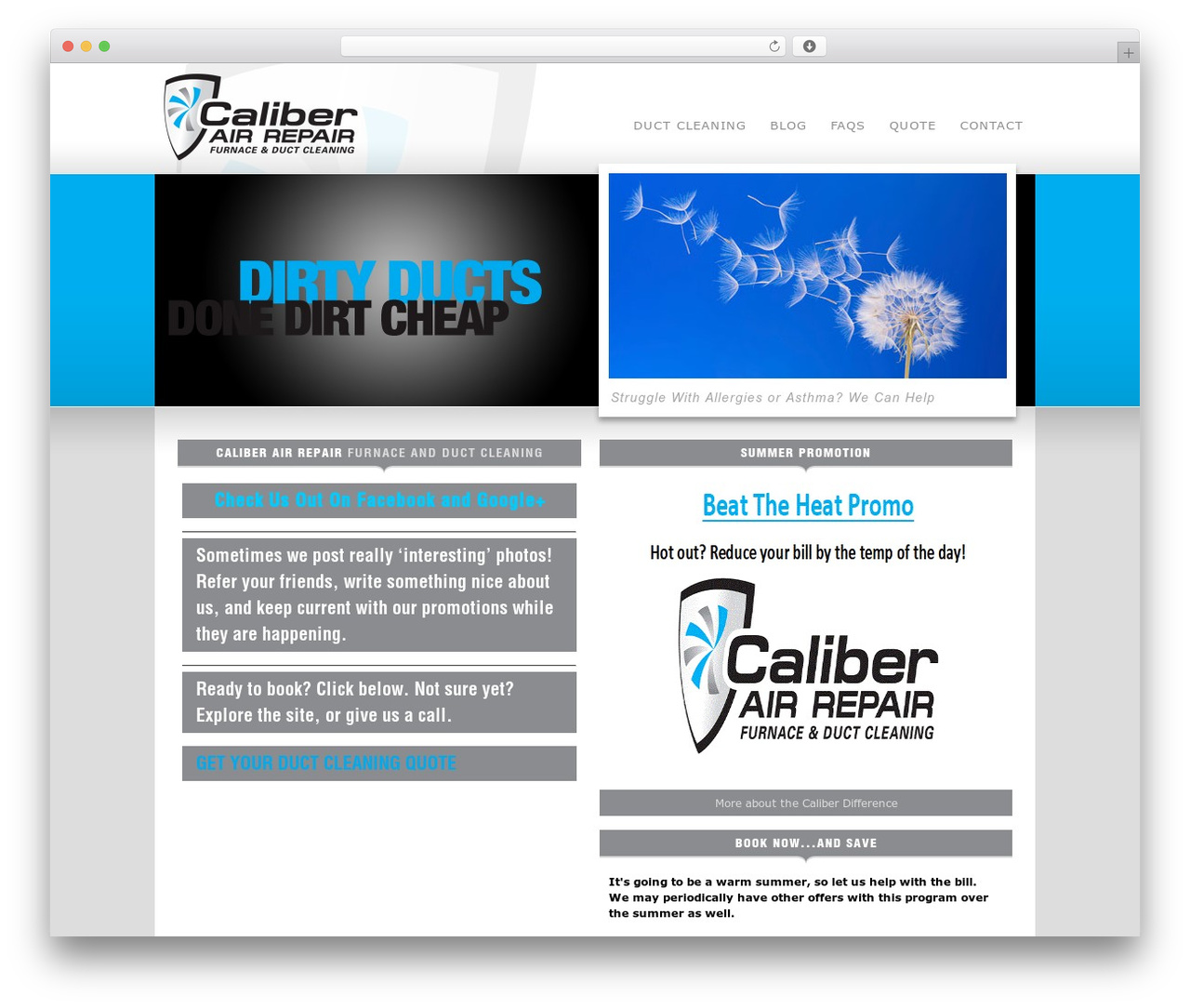 caliber WordPress theme - caliberair.ca