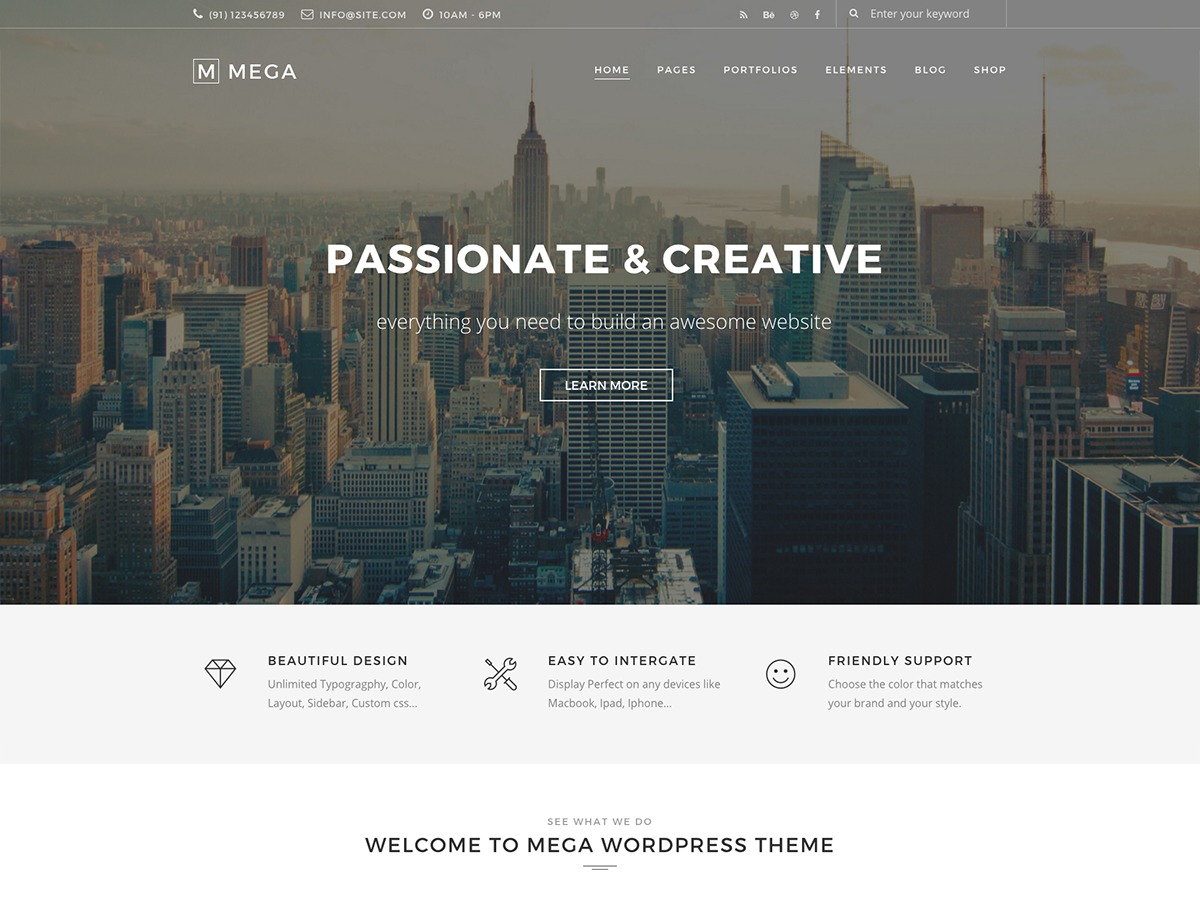 Mega One top WordPress theme by WopeThemes